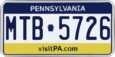 PA license plate MTB5726