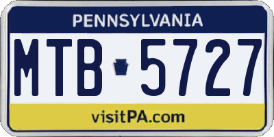 PA license plate MTB5727