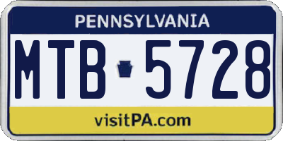 PA license plate MTB5728