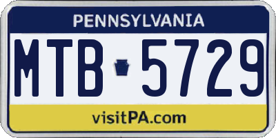 PA license plate MTB5729