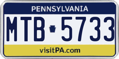 PA license plate MTB5733