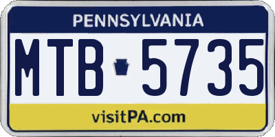 PA license plate MTB5735
