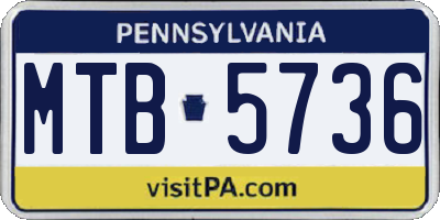 PA license plate MTB5736