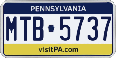 PA license plate MTB5737