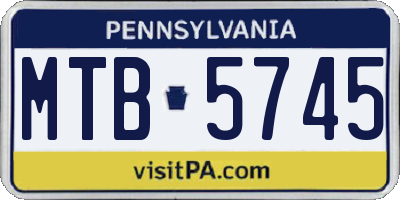 PA license plate MTB5745