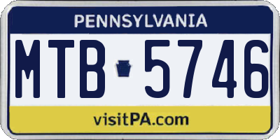 PA license plate MTB5746
