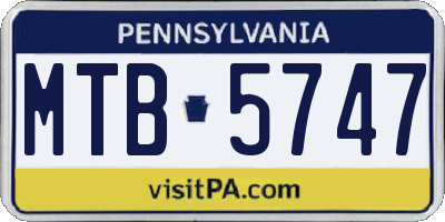 PA license plate MTB5747