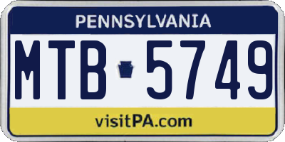 PA license plate MTB5749