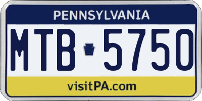 PA license plate MTB5750