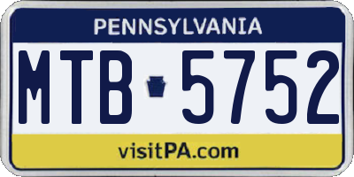 PA license plate MTB5752