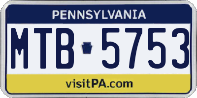 PA license plate MTB5753