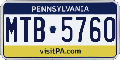PA license plate MTB5760