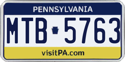 PA license plate MTB5763