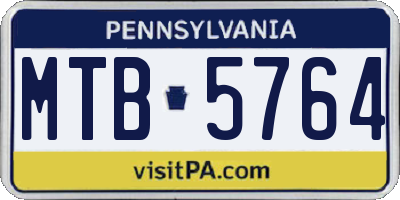 PA license plate MTB5764