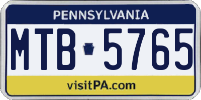 PA license plate MTB5765