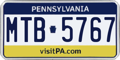 PA license plate MTB5767