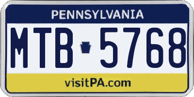 PA license plate MTB5768