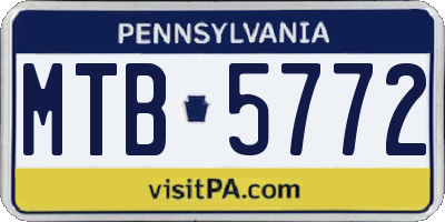 PA license plate MTB5772