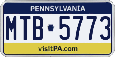PA license plate MTB5773