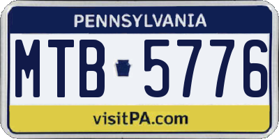 PA license plate MTB5776