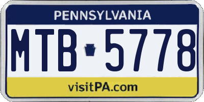PA license plate MTB5778