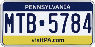 PA license plate MTB5784