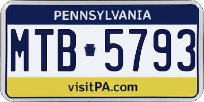 PA license plate MTB5793