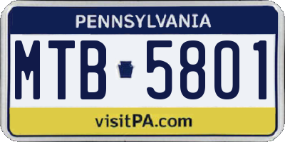 PA license plate MTB5801
