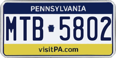 PA license plate MTB5802