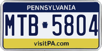 PA license plate MTB5804