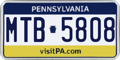 PA license plate MTB5808
