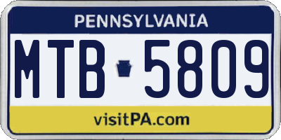 PA license plate MTB5809