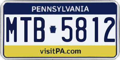 PA license plate MTB5812