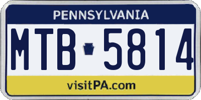 PA license plate MTB5814