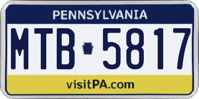 PA license plate MTB5817