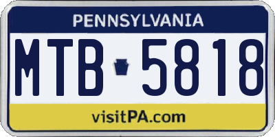 PA license plate MTB5818