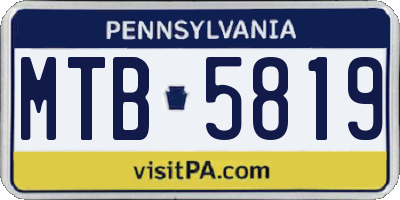 PA license plate MTB5819