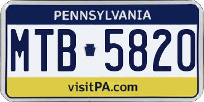 PA license plate MTB5820