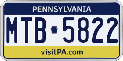 PA license plate MTB5822