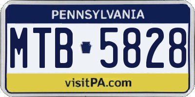 PA license plate MTB5828