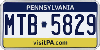 PA license plate MTB5829