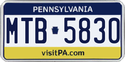 PA license plate MTB5830