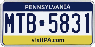 PA license plate MTB5831