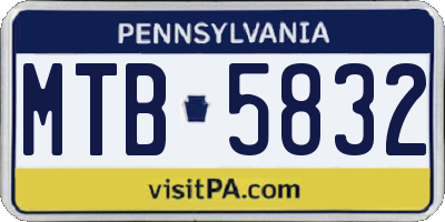 PA license plate MTB5832