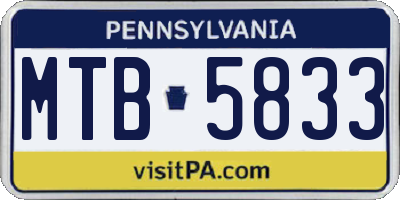 PA license plate MTB5833