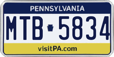 PA license plate MTB5834
