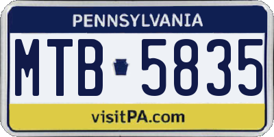 PA license plate MTB5835