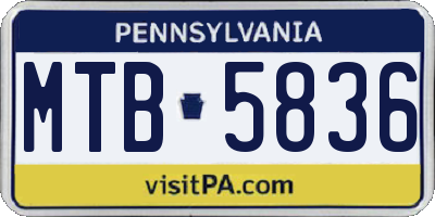 PA license plate MTB5836