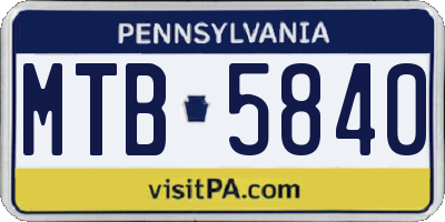 PA license plate MTB5840