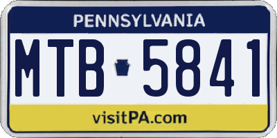 PA license plate MTB5841
